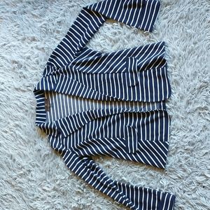 Women's Navy Stripped Casual Blazer Jacket